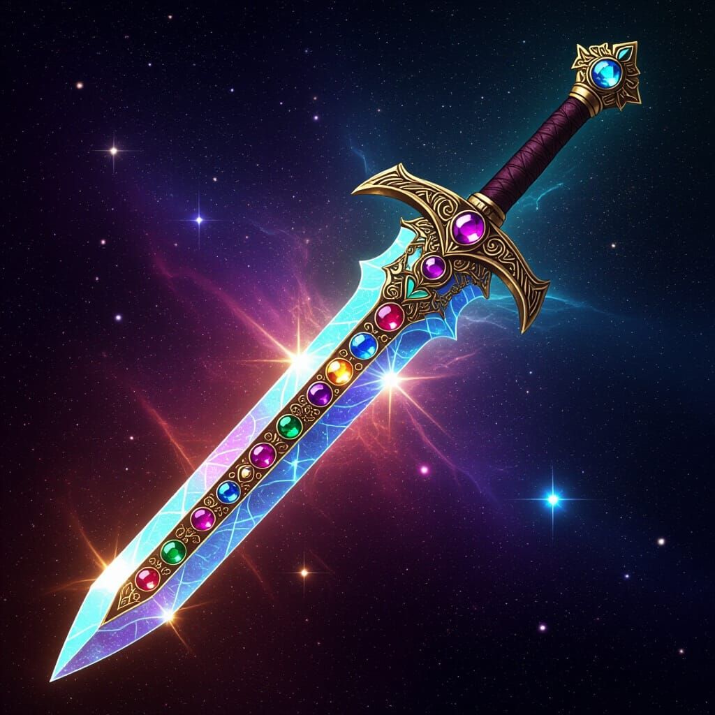Magical Sword of Ares in Cosmic Illustration