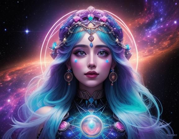 Cosmic Goddess of Creation in Astral Hologram