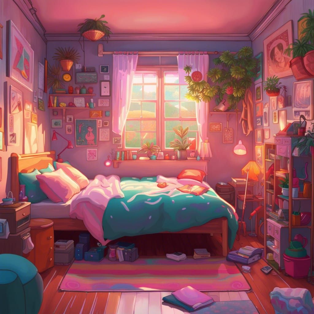 Aesthetic Kawaii Bedroom in Studio Ghibli Style