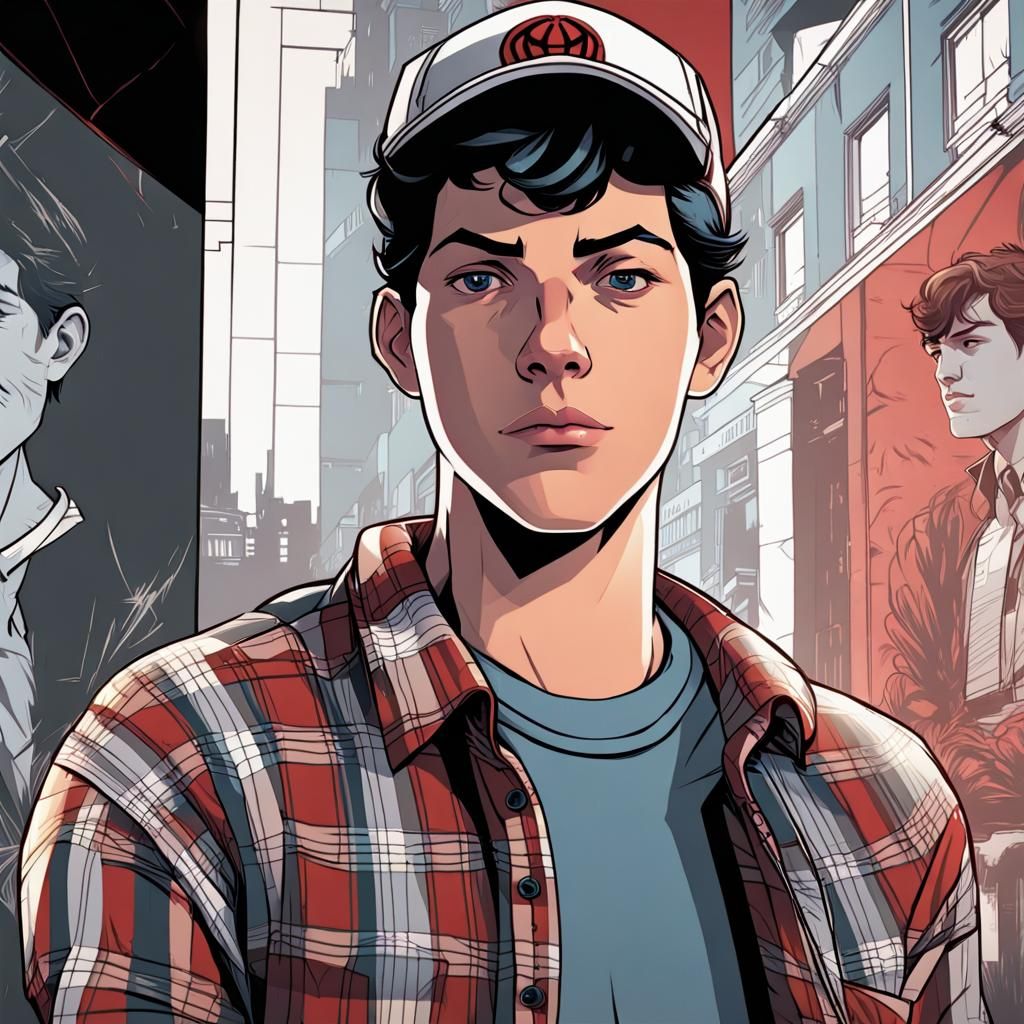 Teenage Boy Portrait in Comic Book Style