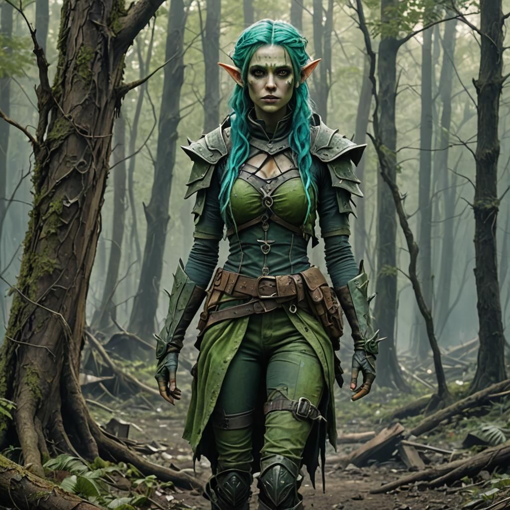 Post-Apocalyptic Forest Elf in Fantasy Art Style