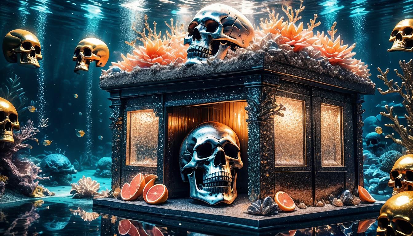 Sparklecore Skull and Outhouse Underwater Scene