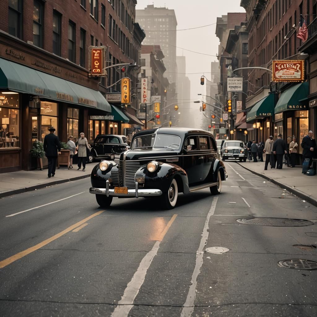 Vintage 1940s Limousine in Hollywood Golden Age Style