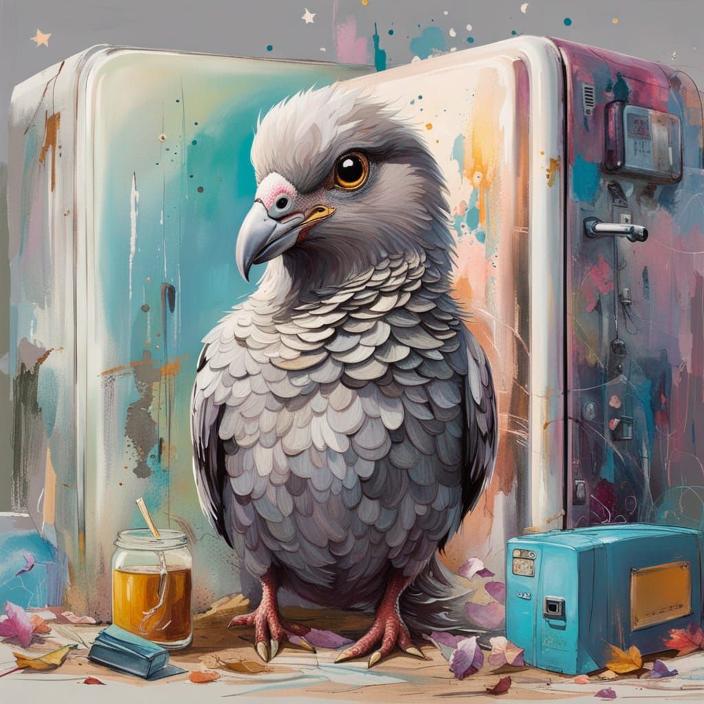 Adorable Pigeon Portrait in Digital Art Style