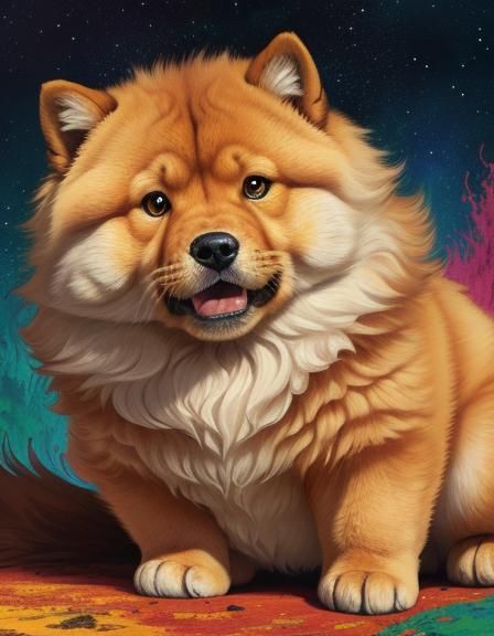 Happy Chow Chow in Whimsical Children's Book Style