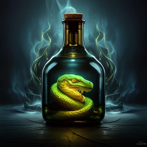 Mystical Neon Snake Venom in Glass Bottle