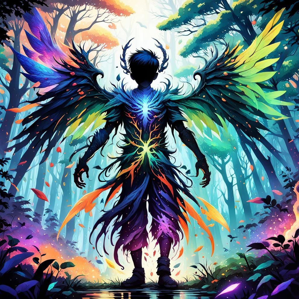 Boy Between Light and Dark Forests: Concept Art