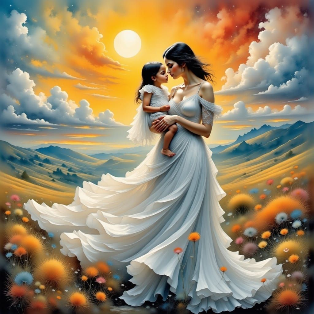 Motherly Love in Surreal Paradise
