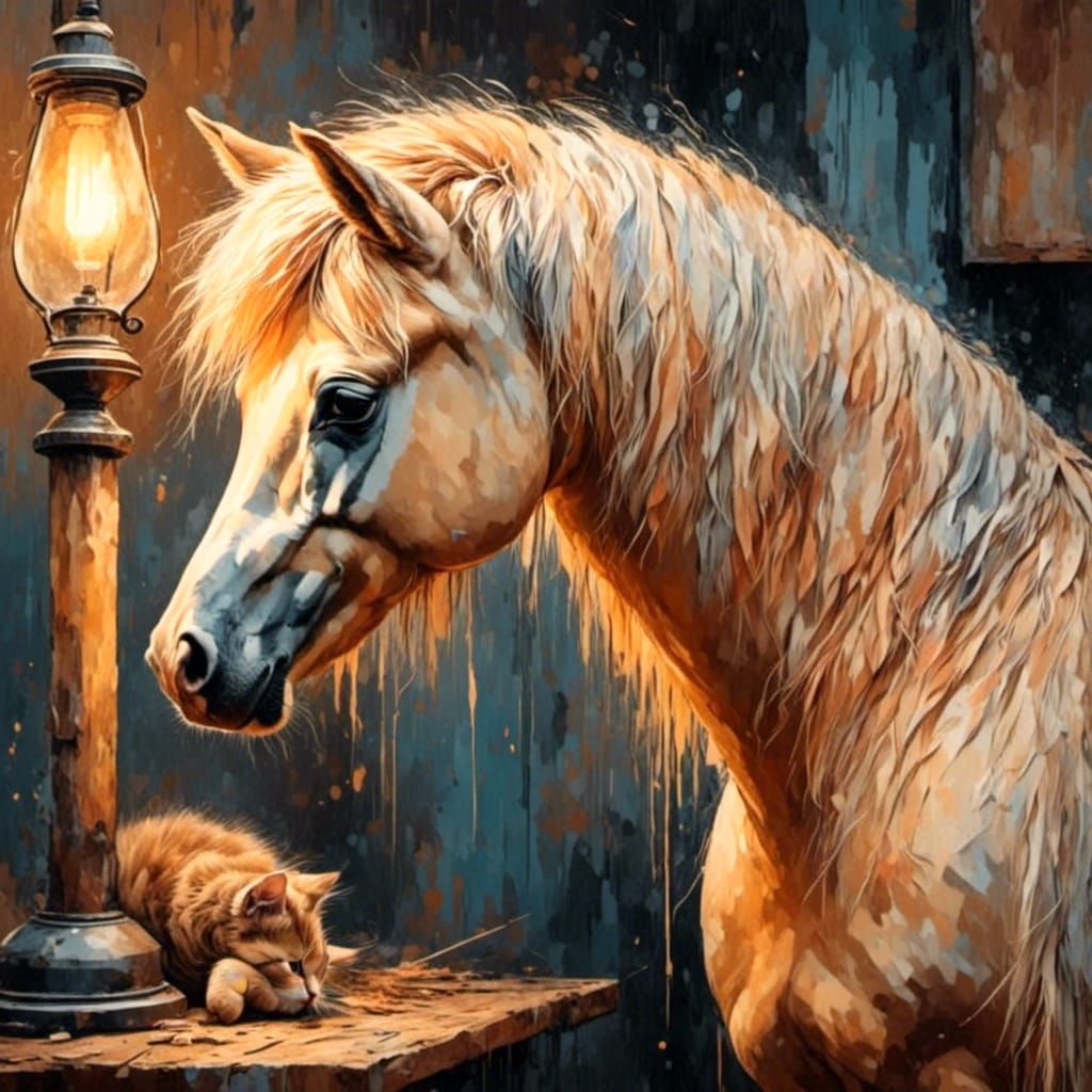 Cat Sharpening Claws: Whimsical Beatrix Potter Style Illustr...