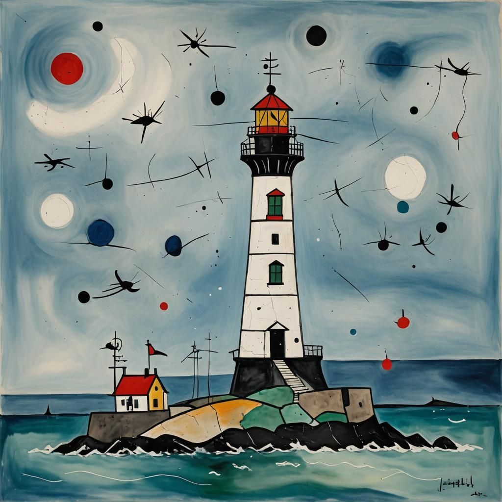 Lighthouse in the Style of Miró