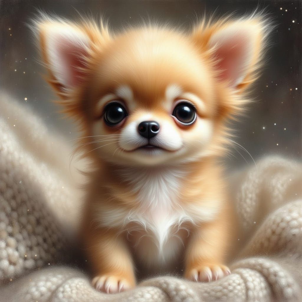 Fluffy Anthropomorphic Chihuahua Puppy