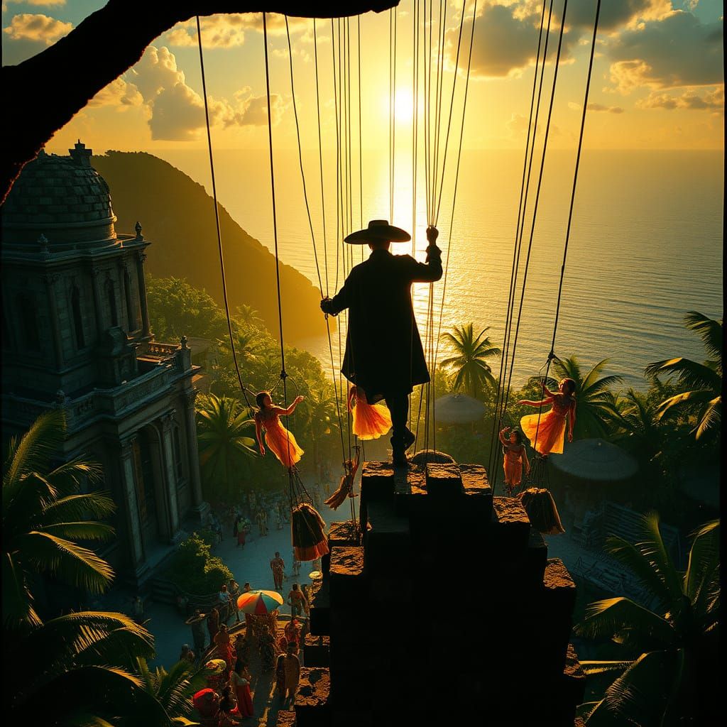 Cyberpunk Puppet Master in Tropical Paradise