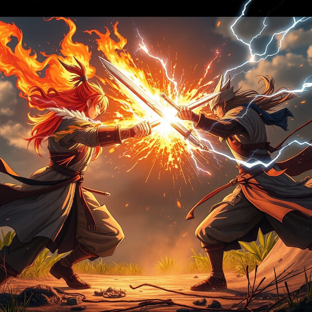 Fiery Lightning Swords Clash: Anime Duel