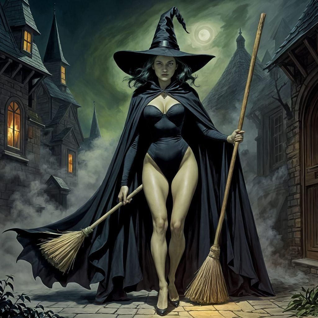 Wicked Witch Illustration in Comic Book Style
