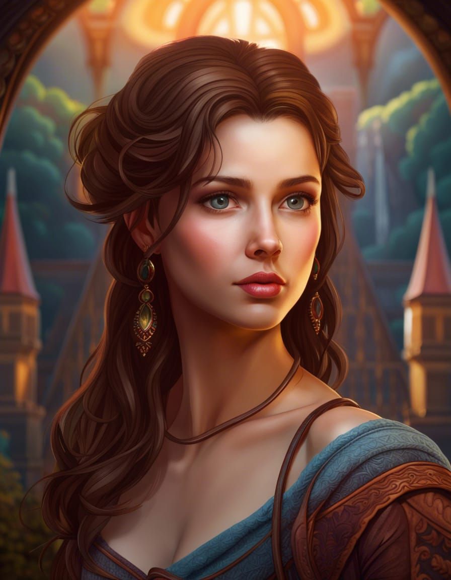 Hungarian Girl Portrait in Detailed Fantasy Art Style