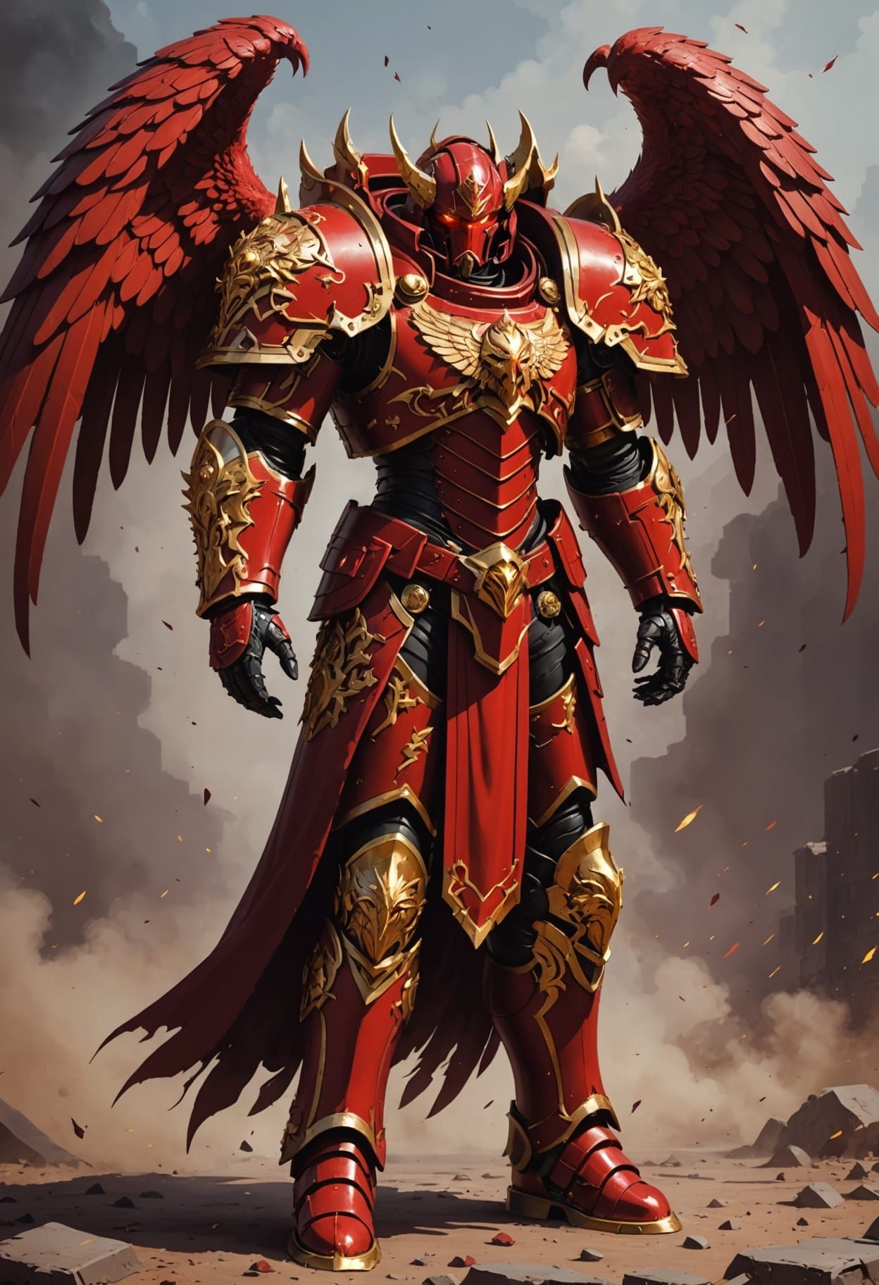 Blood Angel Astartes in Ornate Red Armor