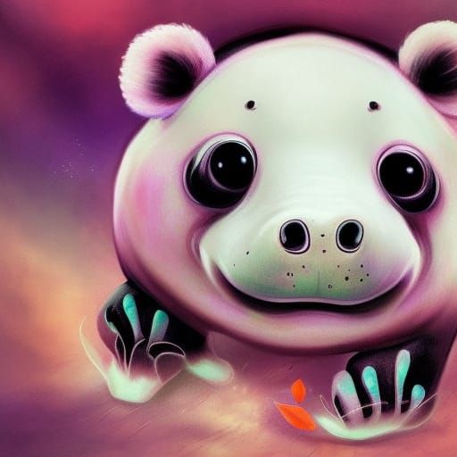 Hippo Panda Hybrid in Tim Burton Style