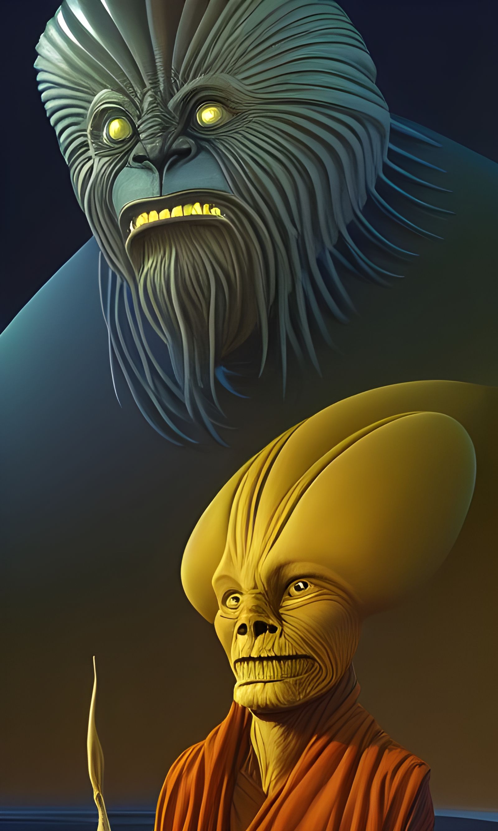 Majestic Alien King Portrait in Vibrant Colors