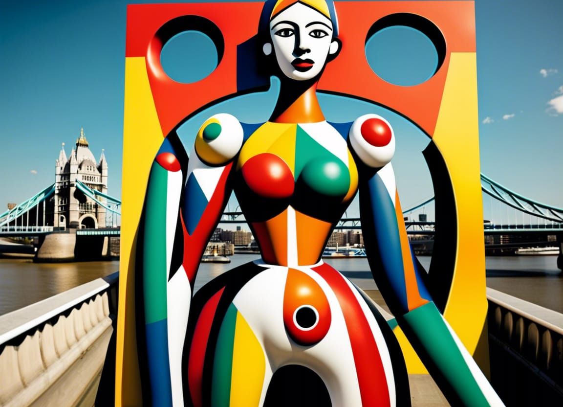 Inflatable Picasso Lady on Tower Bridge: Bauhaus Poster