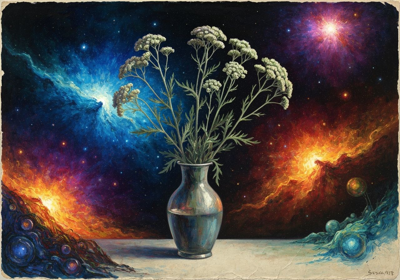 Surreal Floral Nebula Oil Painting