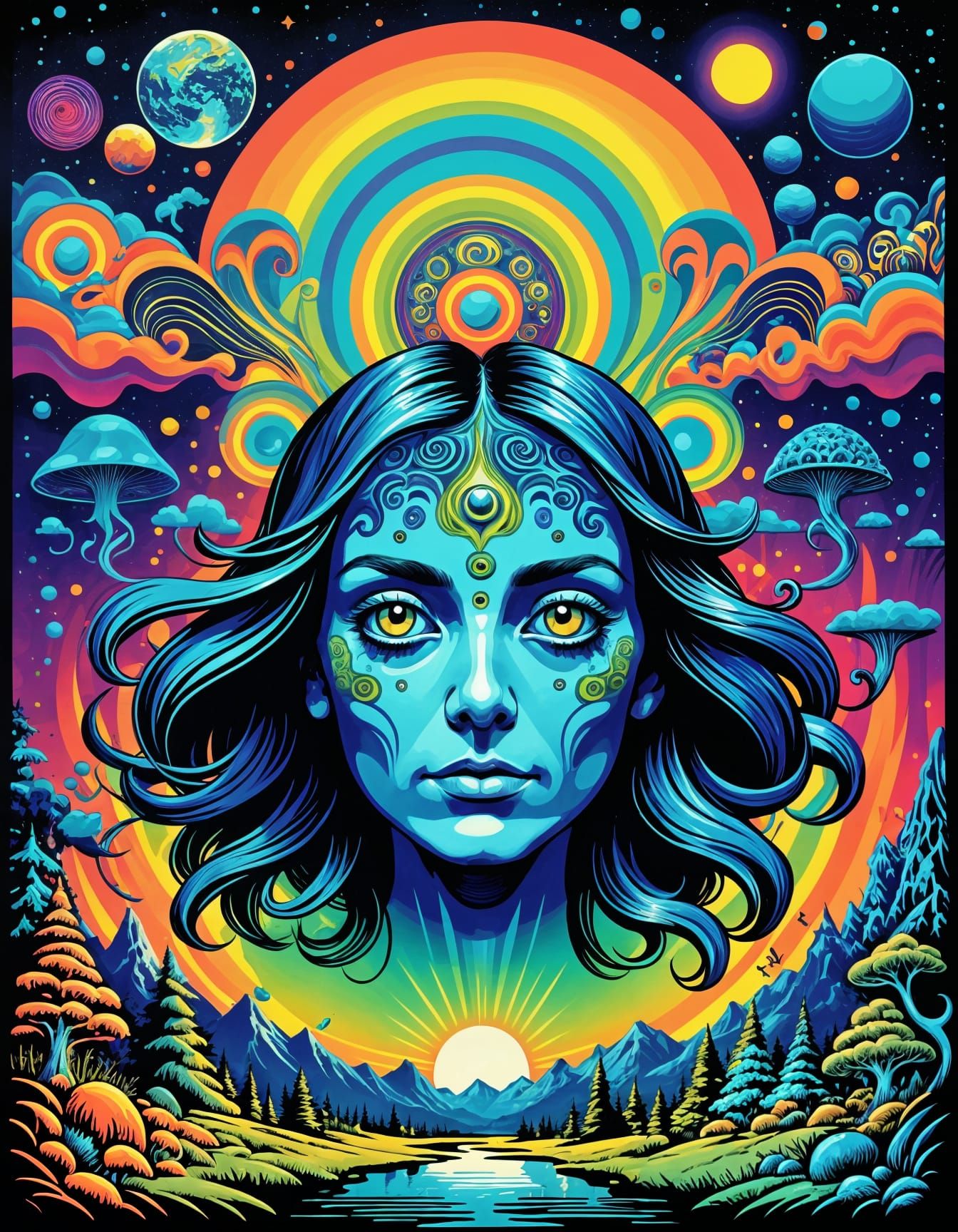 Psychedelic poster in the style of Jeff Wood