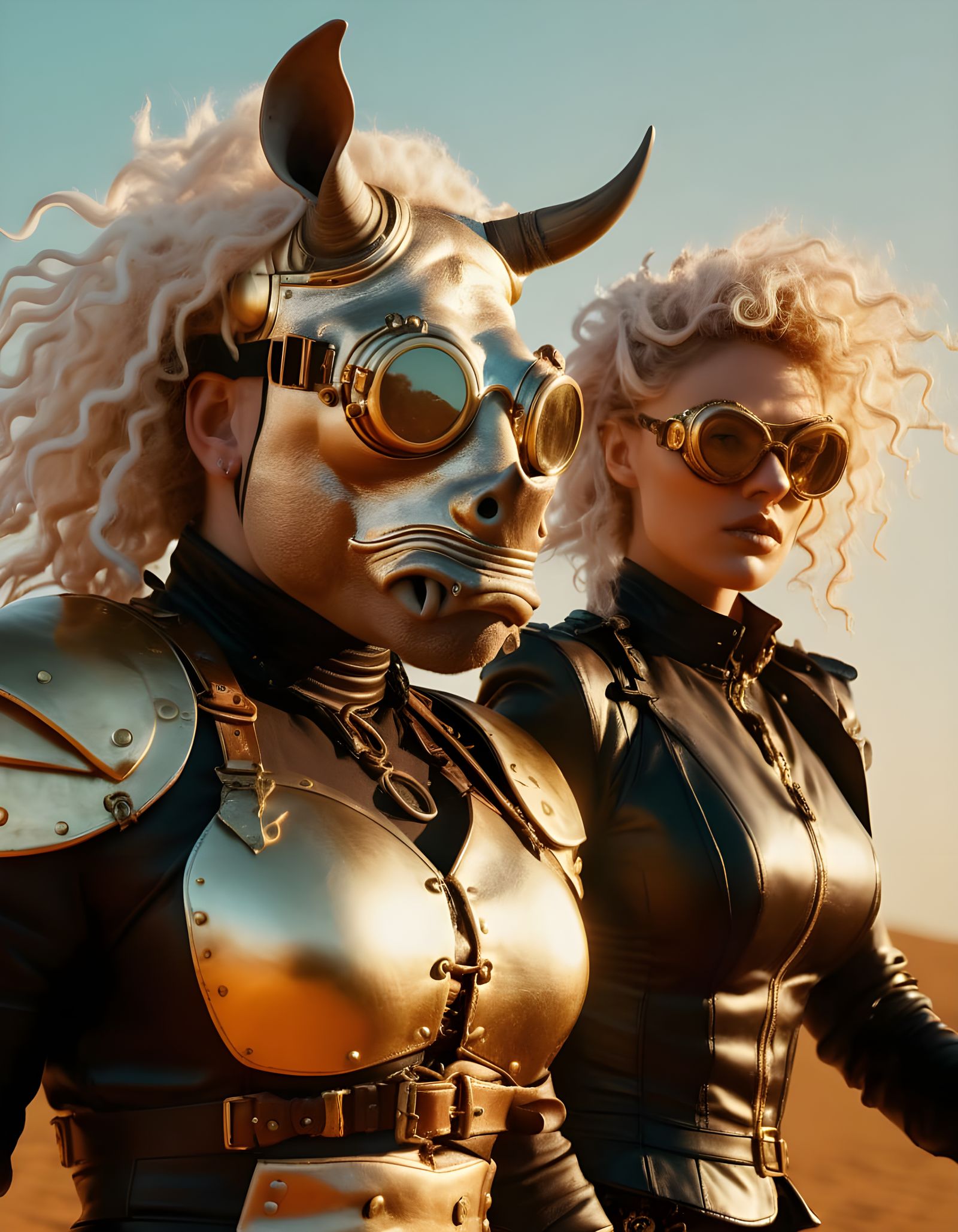 Steampunk Rhino Charge with Albino Warrior Rider