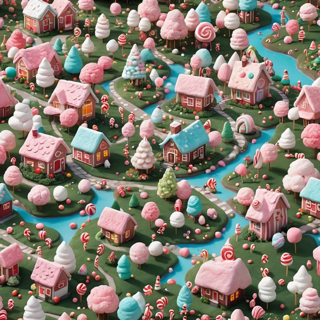 Sweet Candy Land Dreamscape in Pastel Shades