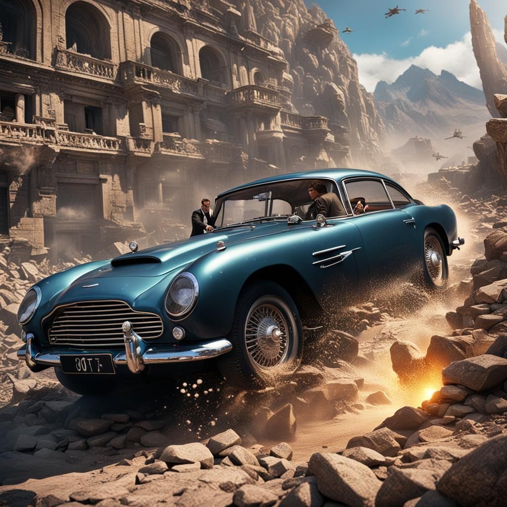 James Bond Action Scene: Detailed Matte Painting