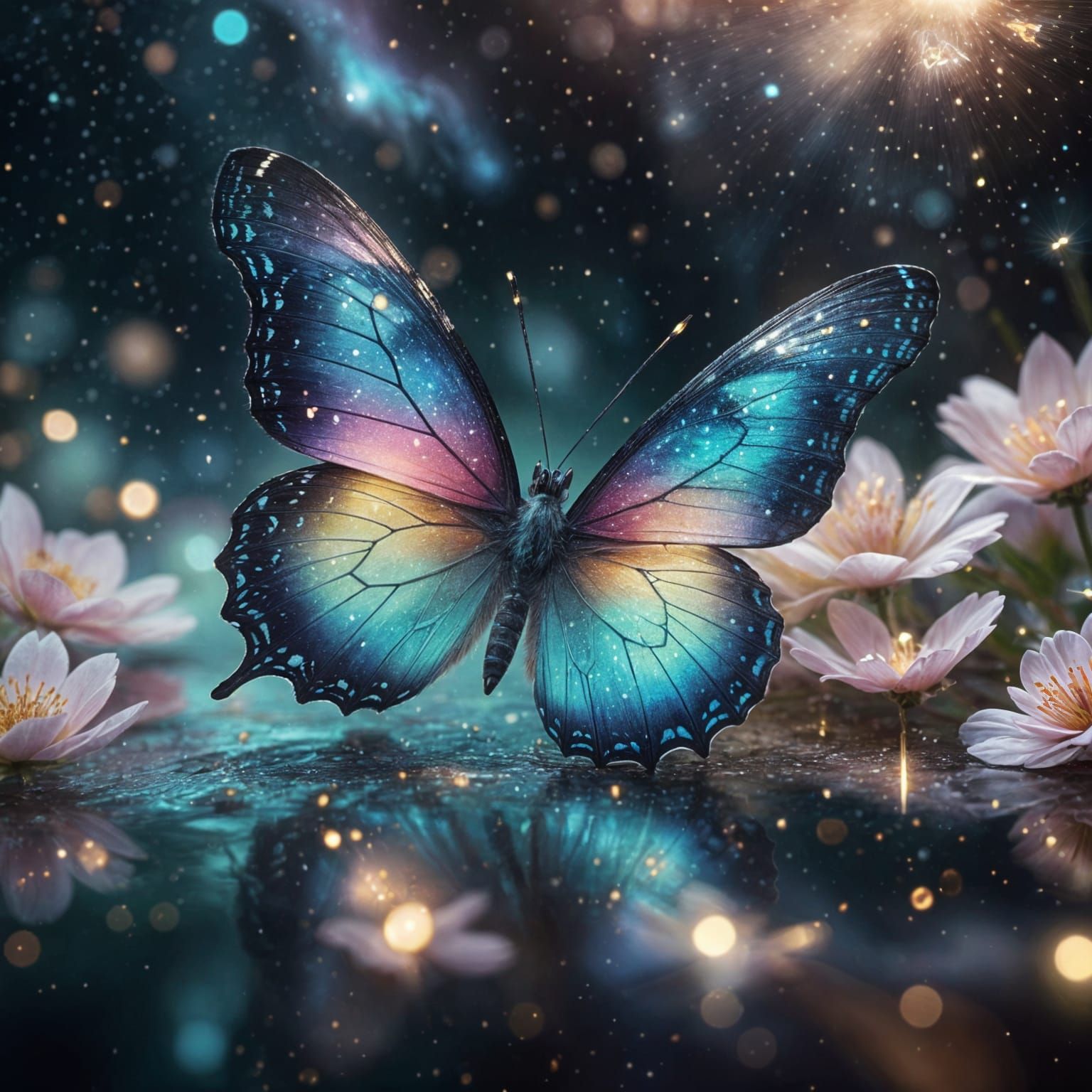Surreal Butterfly with Galaxy Wings in Digital Painting