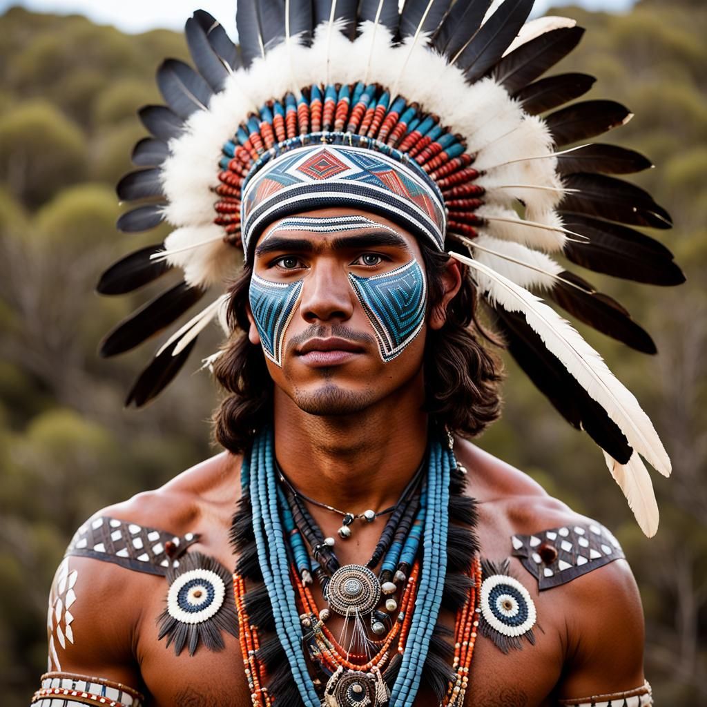 Indigenous Australian Man in Traditional Dress