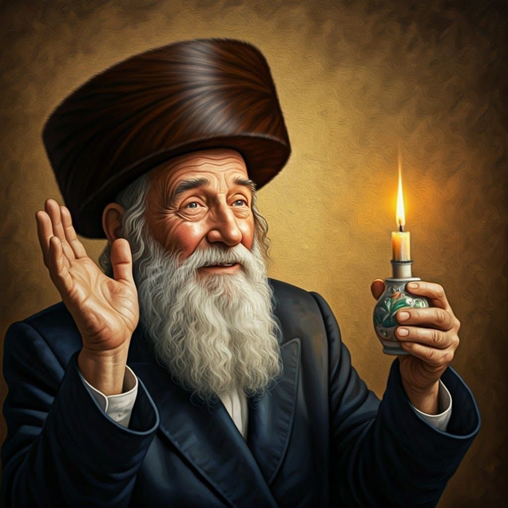 Hasidic Jew in Shtreimel, Radiating Joy and Spiritual Connec...