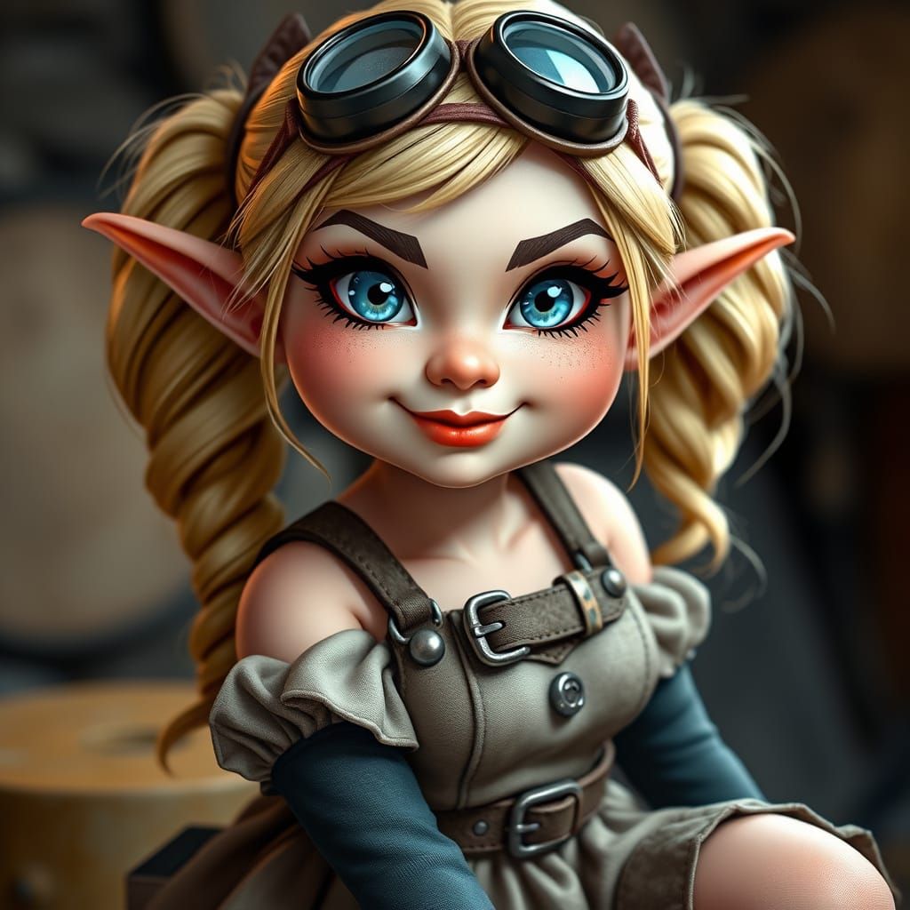 Enchanting Female Gnome in Whimsical Fantasy Attire