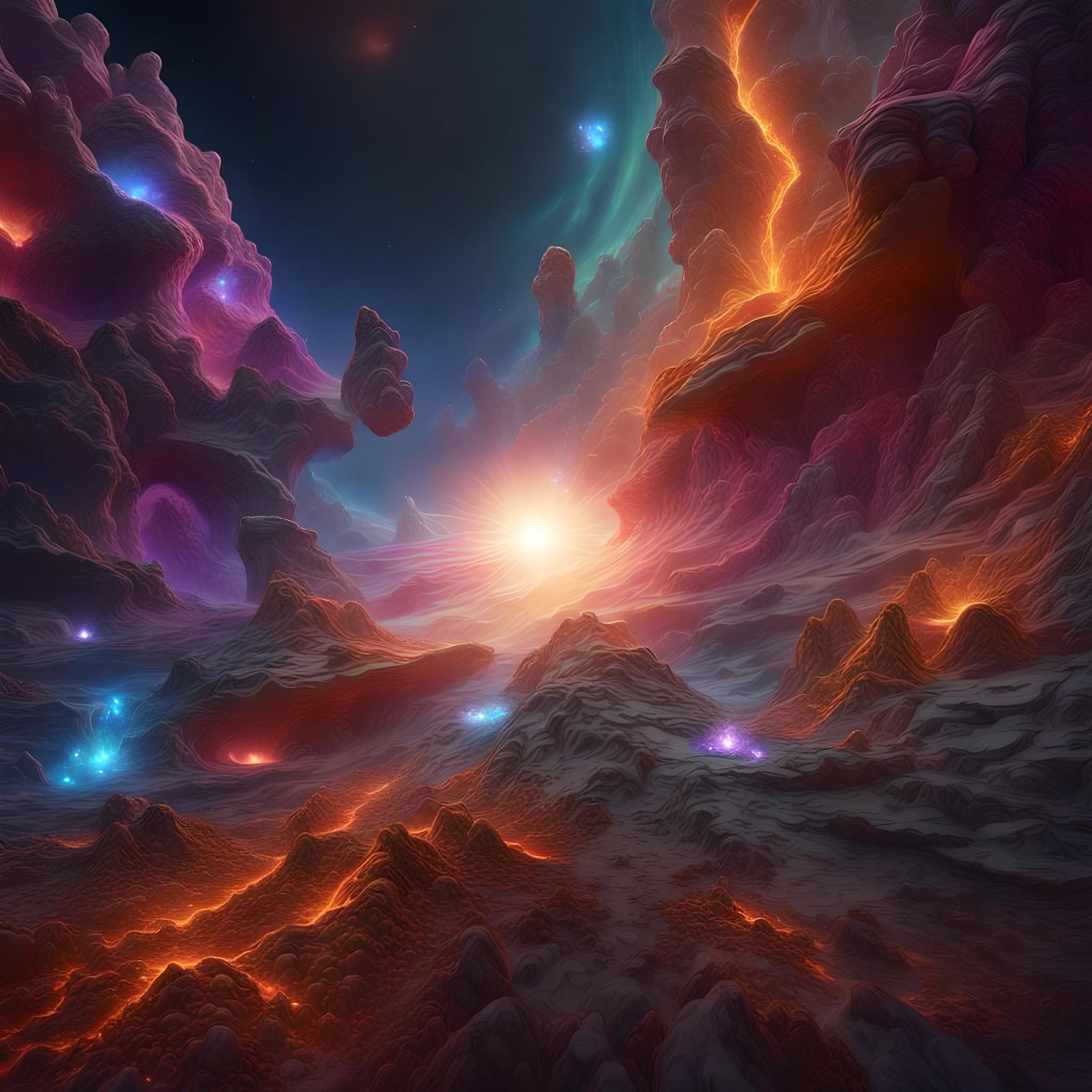 Vibrant Cosmic Nebulae in Detailed Matte Painting
