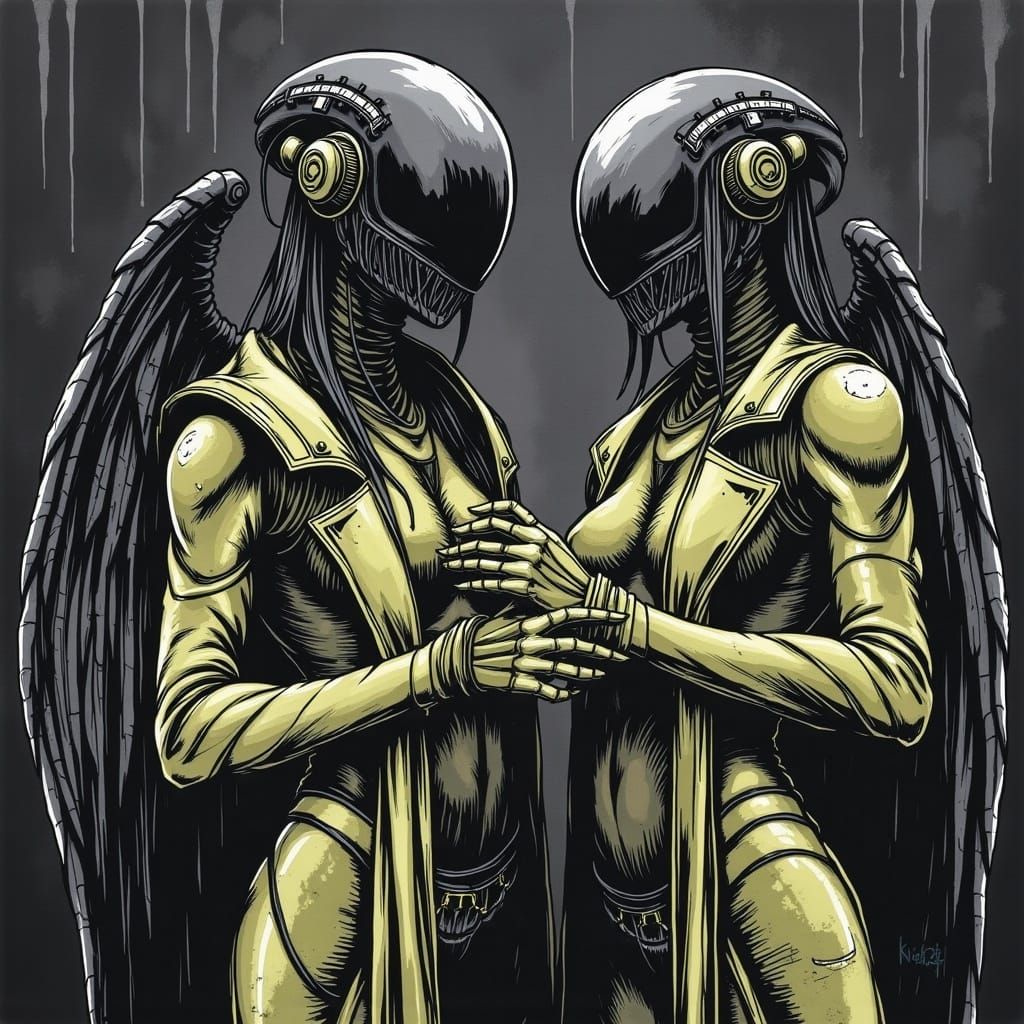 Angelic Glass Constructs in Ito-Giger Style