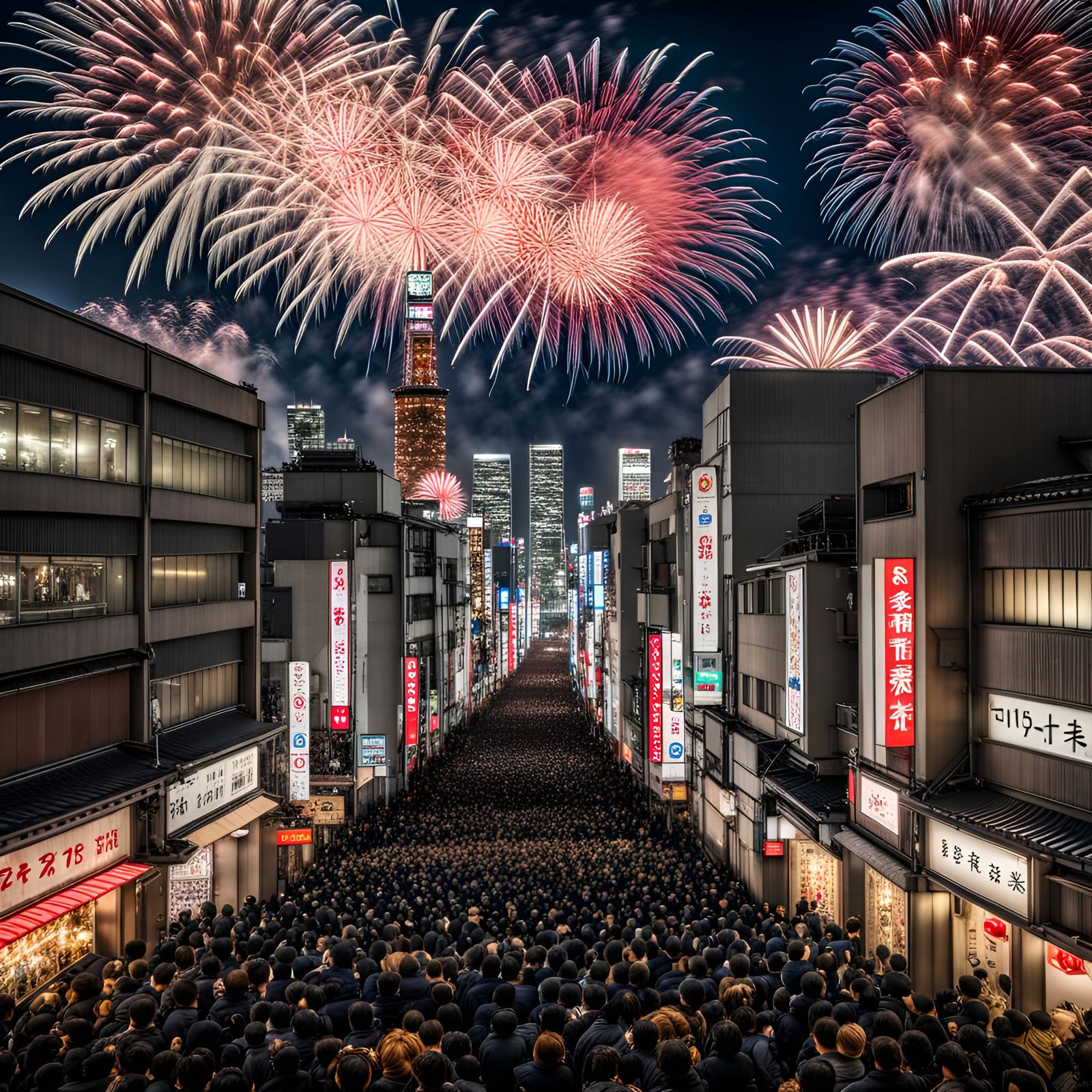 Tokyo,  New Year's Eve, huge crowds