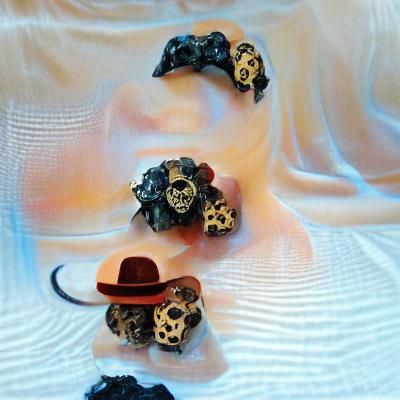 Surreal Skull with Roses, Snake, and Cowboy Hat