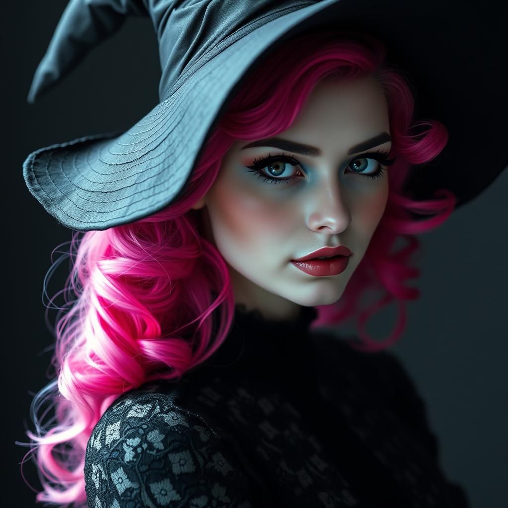 Woman with Pink Hair in Digital Art Style