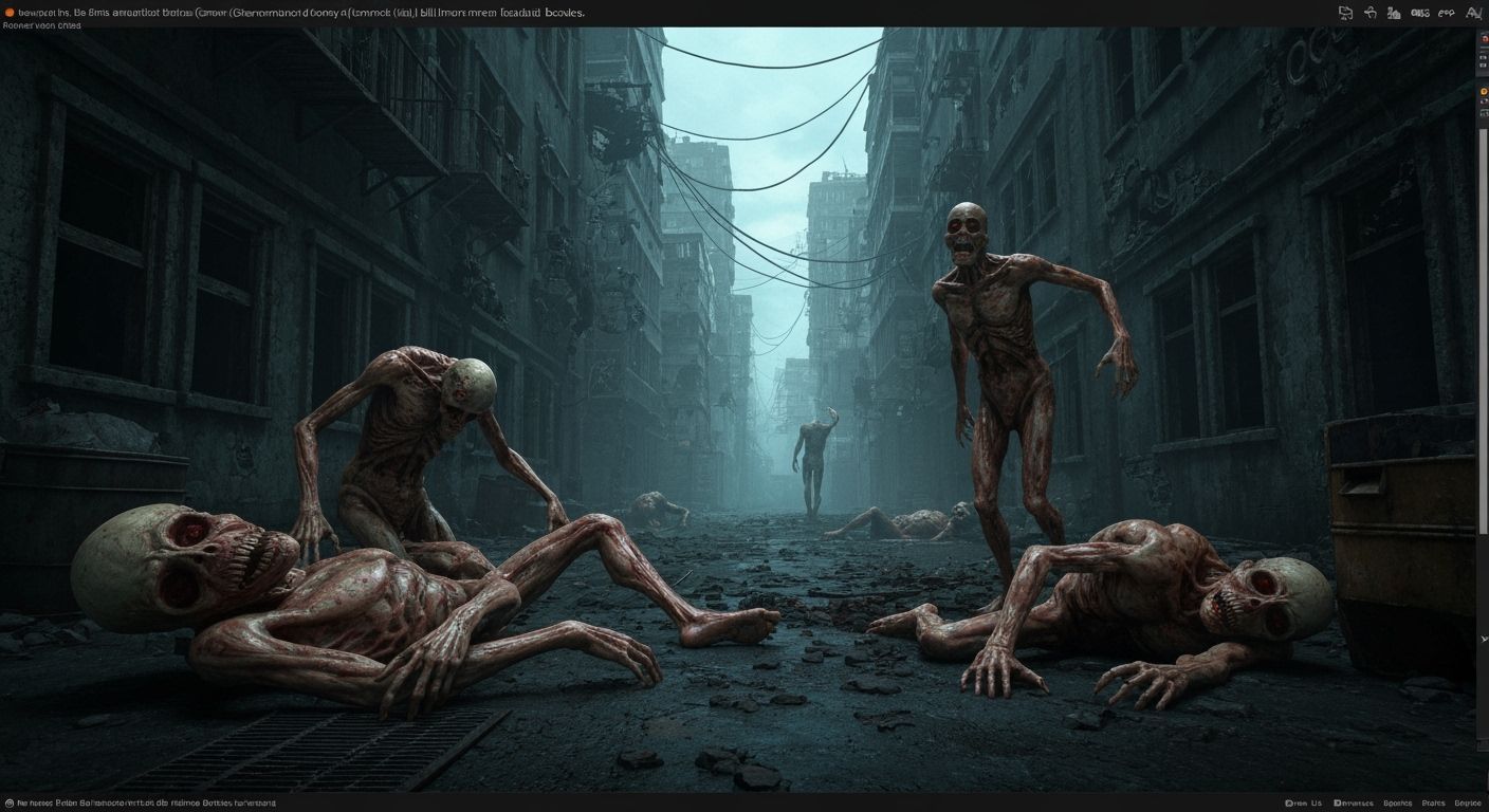 Grotesque Decaying Horror Bodies in Giger Style