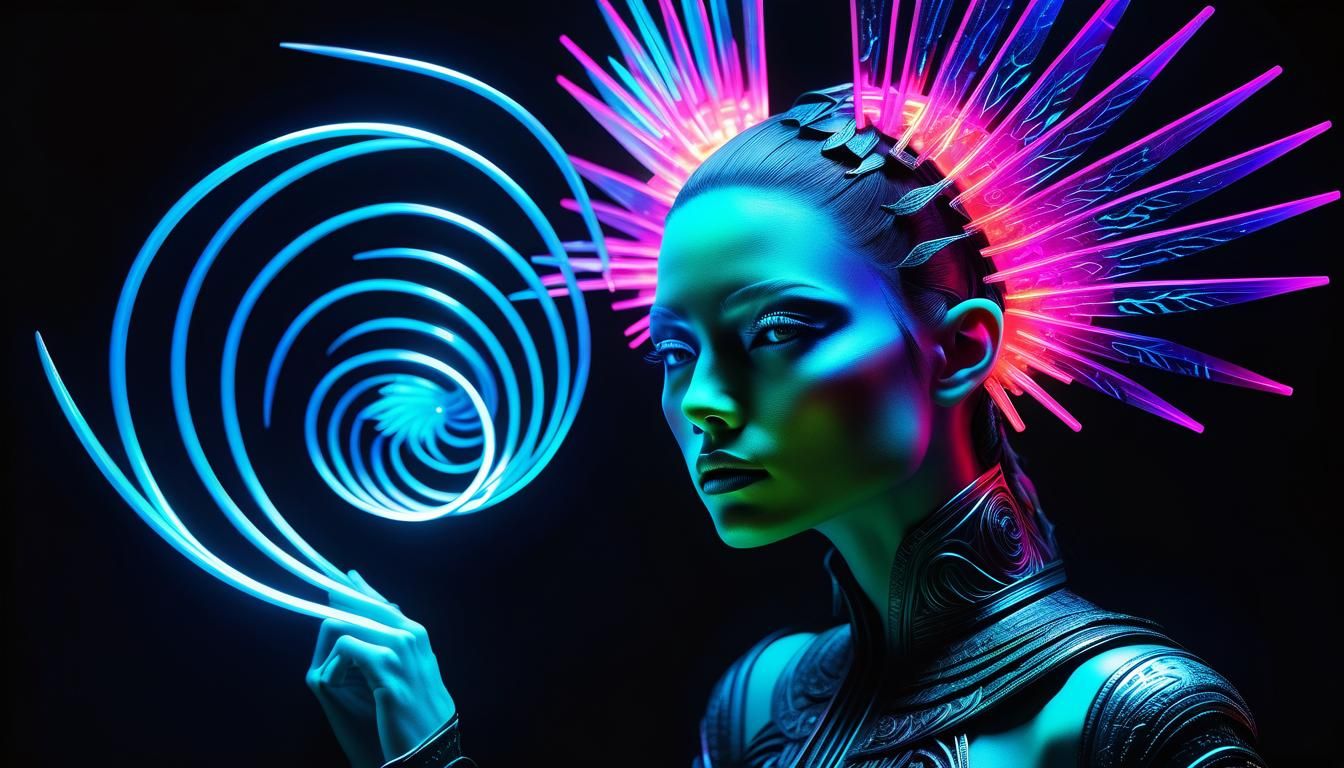 Surreal Neon Character in Dark Fantasy Style