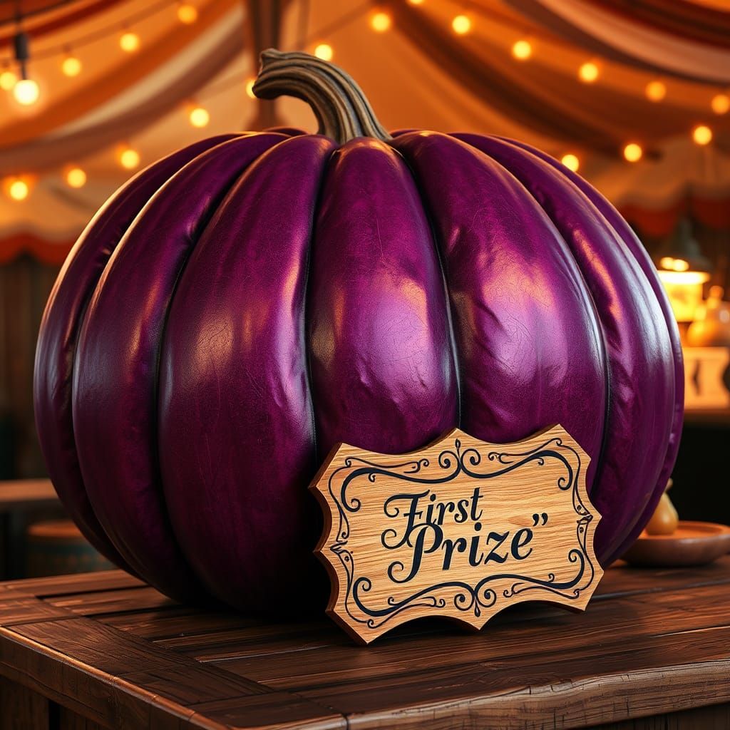 Giant Purple Pumpkin Wins First Prize in Matte Painting