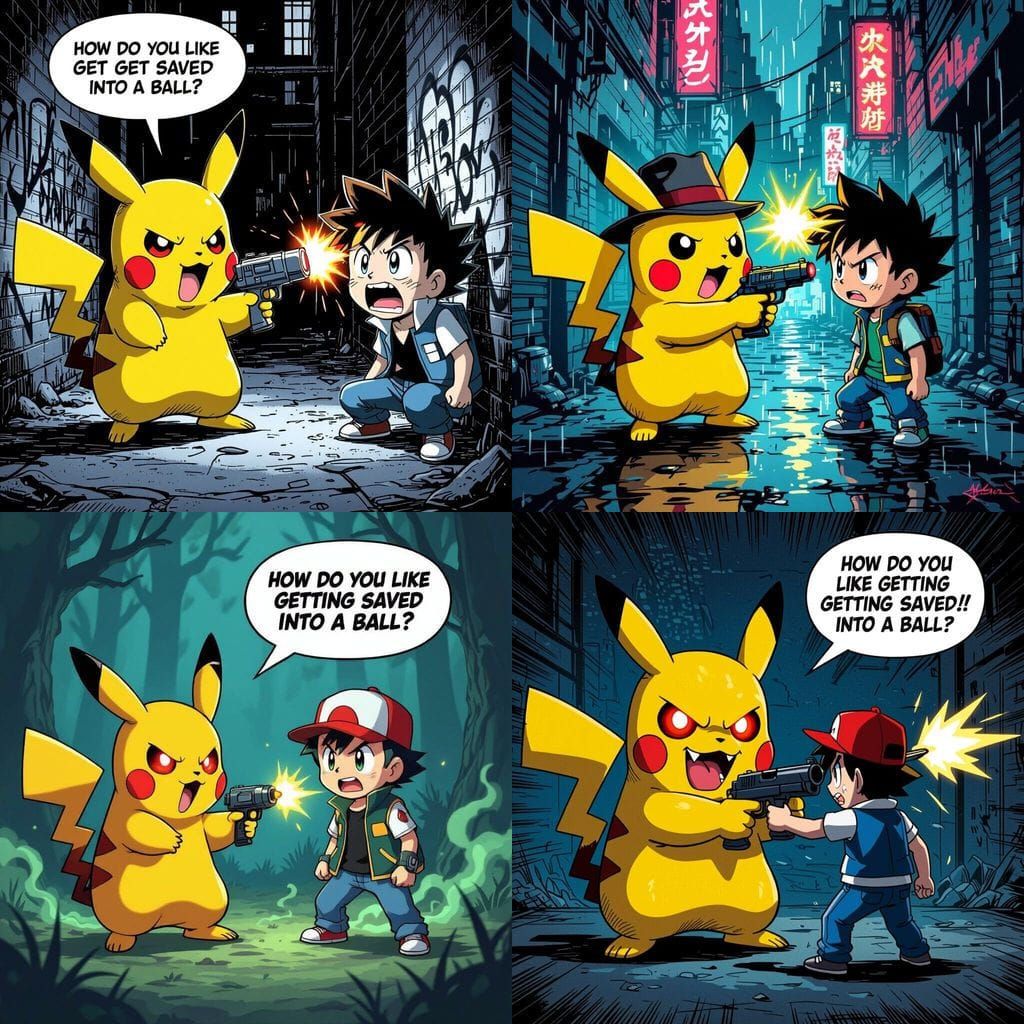 Pikachu Threatens Ash Ketchum with a Gun