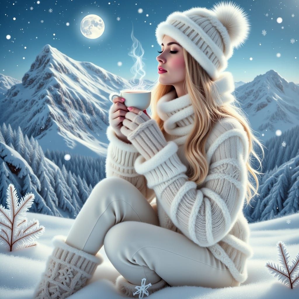 Winter Wonderland Lady in Ethereal Glow