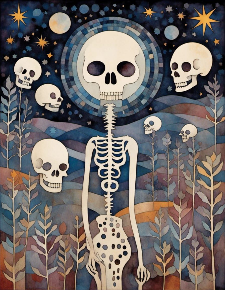 Gothic Skull Moon in Digital Art