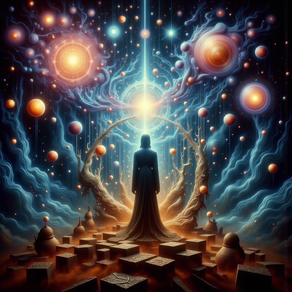 Ethereal Being in Dreamlike Surrealist Landscape