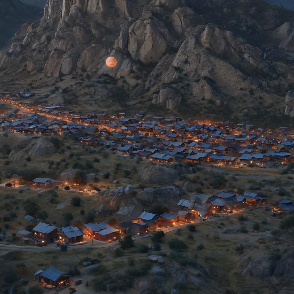 Texas Town Bathed in Moonlight: A Matte Painting