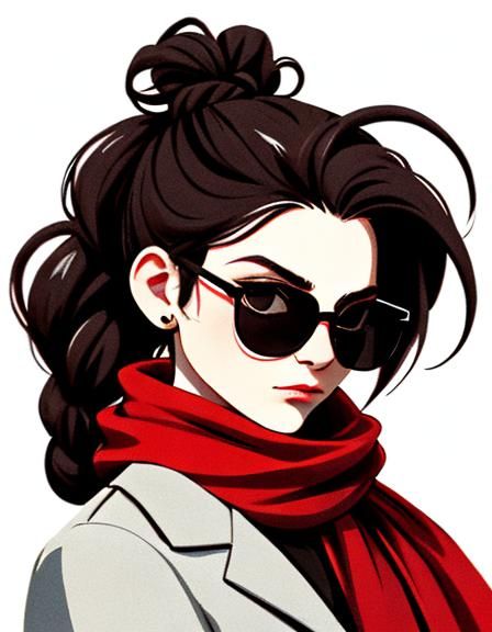 Elegant Woman with Dreadlocks and Red Scarf