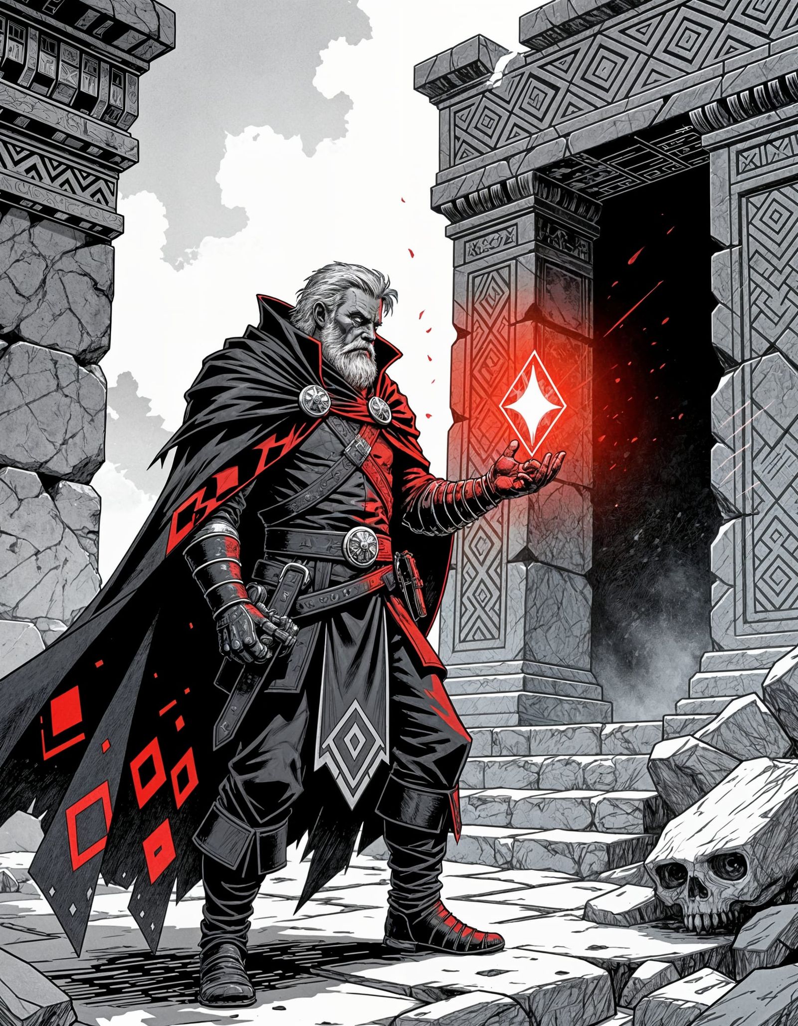 Heroic Jack of Diamonds in Dark Fantasy Ruins