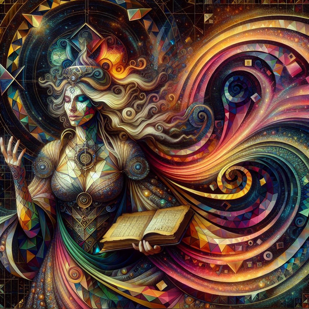 Rune Berkana: Mother Goddess in Geometric Digital Art