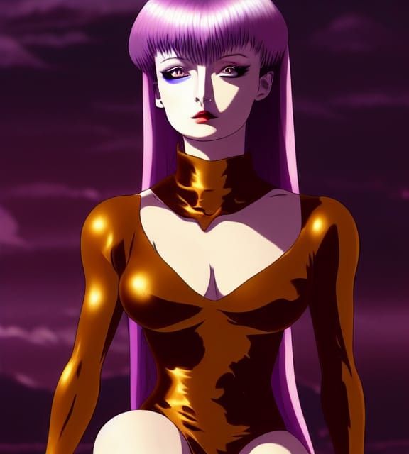 Vampire Queen with Silver Hair in Anime Style