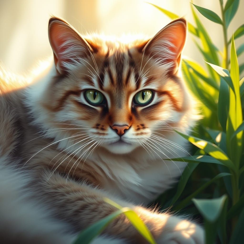 Majestic Feline in Lush Paradise
